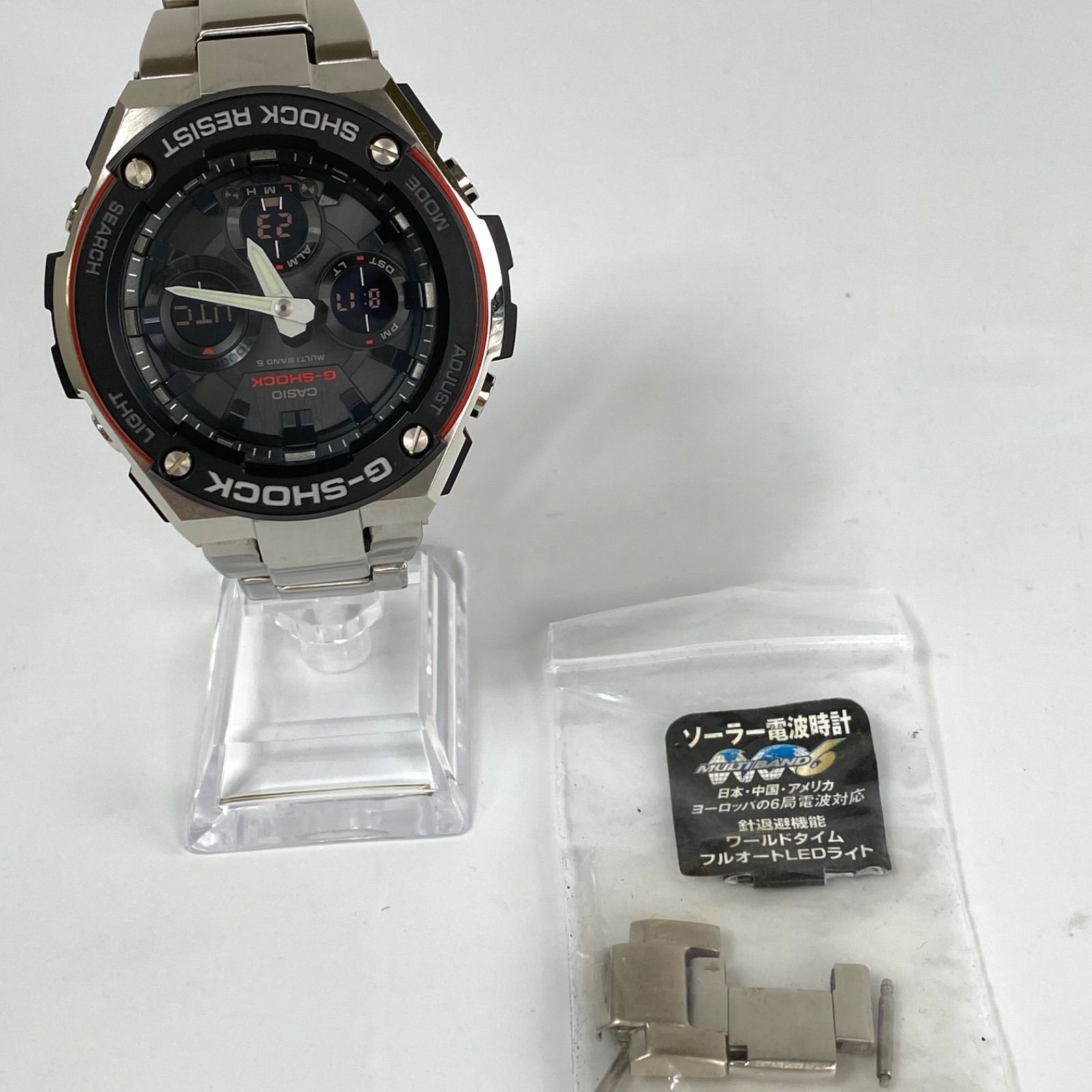 カシオ Gショック G-STEEL GST-W100D-1A4JF 電波ソーラー 黒 赤 - メルカリ