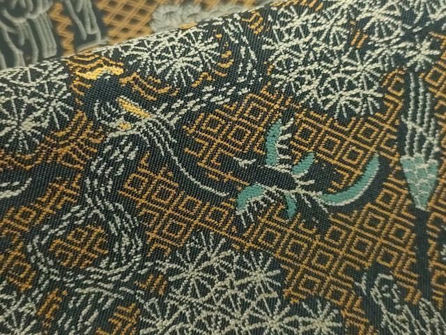 平和屋本店□最高級 龍村平蔵製 全通柄 本袋帯 地紅堆黒仙遊図文