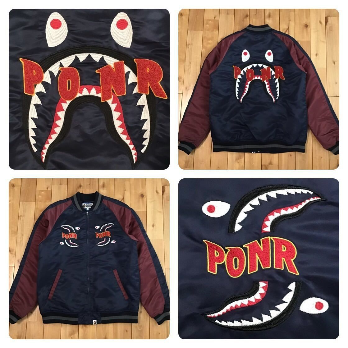 SHARK SOUVENIR JACKET Lサイズ NAVY a bathing ape BAPE シャーク ジャケット スカジャン エイプ ベイプ アベイシングエイプ