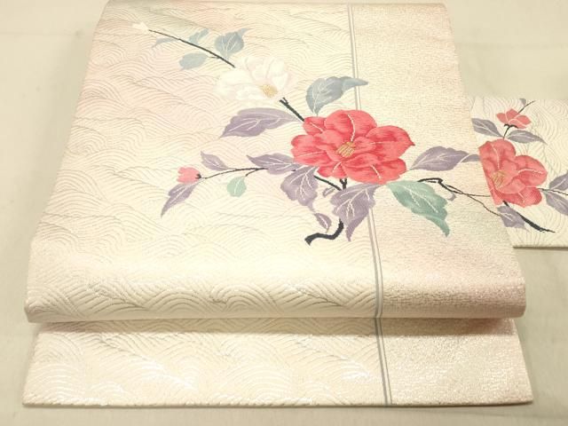 b*n様 名古屋帯 正絹 枝振 唐織 上品な花 九寸 U-8799 b*n様 名古屋帯 正絹 枝振 唐織 上品な花 九寸 U-