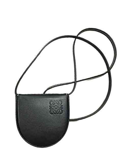 LOEWE ロエベ 小物 財布 斜めがけ ヒールポーチミニ ブラック レザー ユニセックス＿S25＿セルモアから ＿s-0076-r25