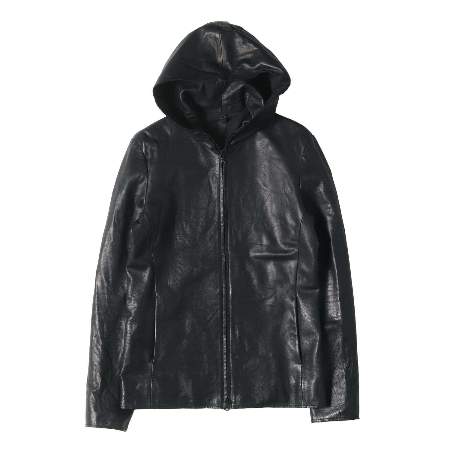 WJK ダブルジェイケイ ブルゾン サイズ:M フーデッド レザー ダブルジップ ブルゾン (big hooded 297 lc01) / MADE  IN JAPAN ブラック 黒 アウター ジャケット コート 上着【メンズ】 - 本物 値段