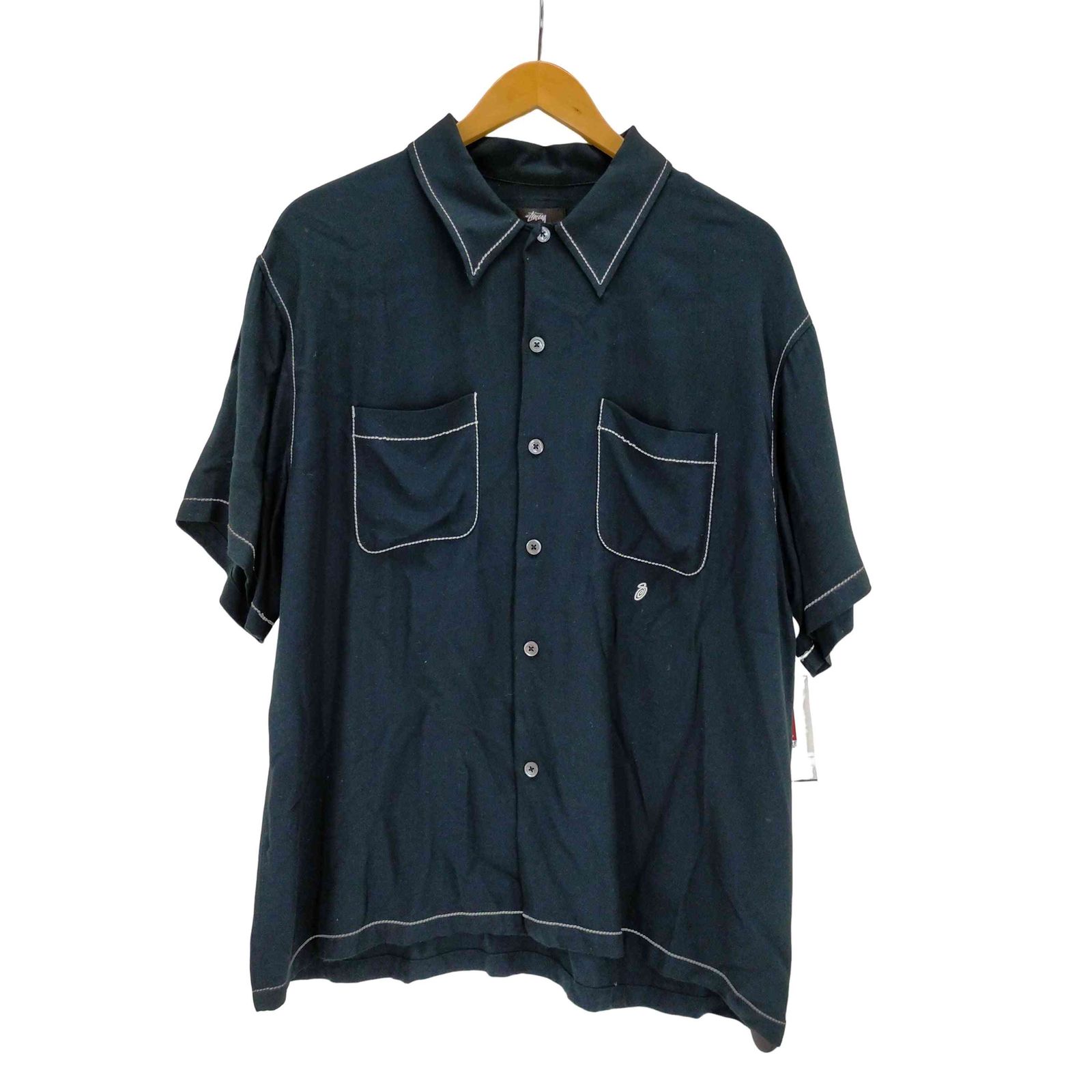 美品stussy Contrast Pick Stitched shirt Contrast Pick Stitched Shirt in Black Stussy