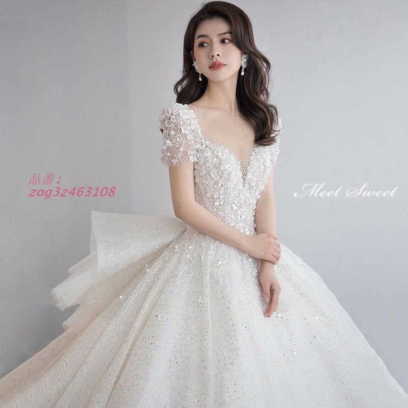 ウェディングドレス ウエディングドレス 二次会 結婚式 前撮り ブライダル プリンセスラインドレス ロングドレス 花嫁 プリンセスドレス zog3z463108