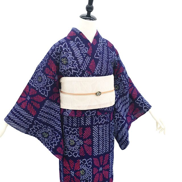 中古】 夏物 本場有松鳴海絞り 浴衣 リサイクル 有松 ゆかた
