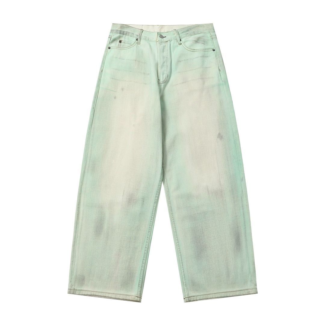Acnestudios 春夏イレギュラーヘビーデューティー ハンドメイド夜光土染めペイントスクラップシリーズデニムパンツ