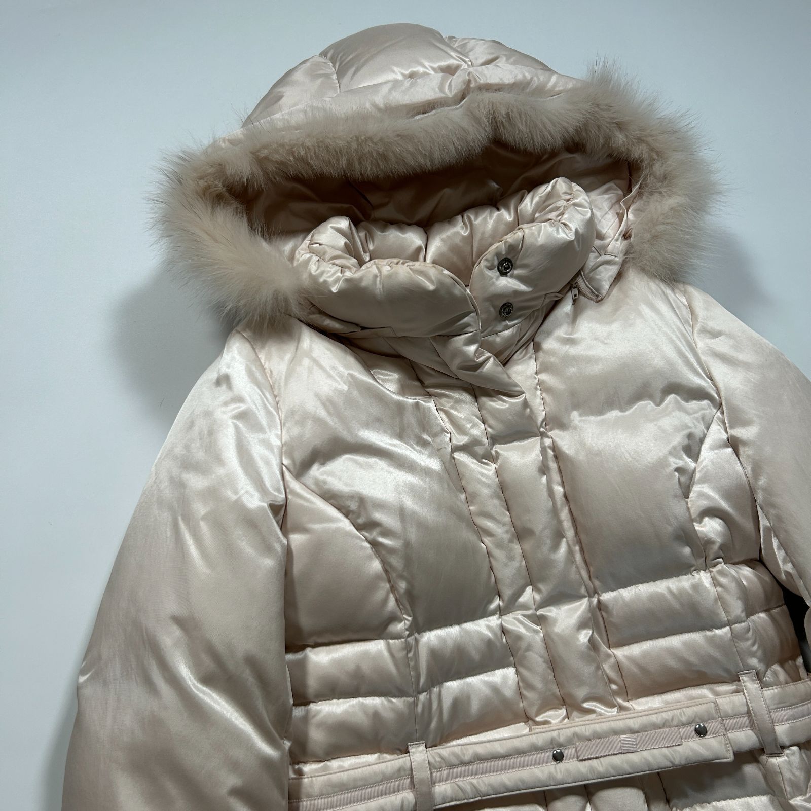 美品✨トゥービーシック リバーコート ダブルフェイス フォックスファー ベルト TO BE CHIC フォックスファー付きウールショートコート グレー