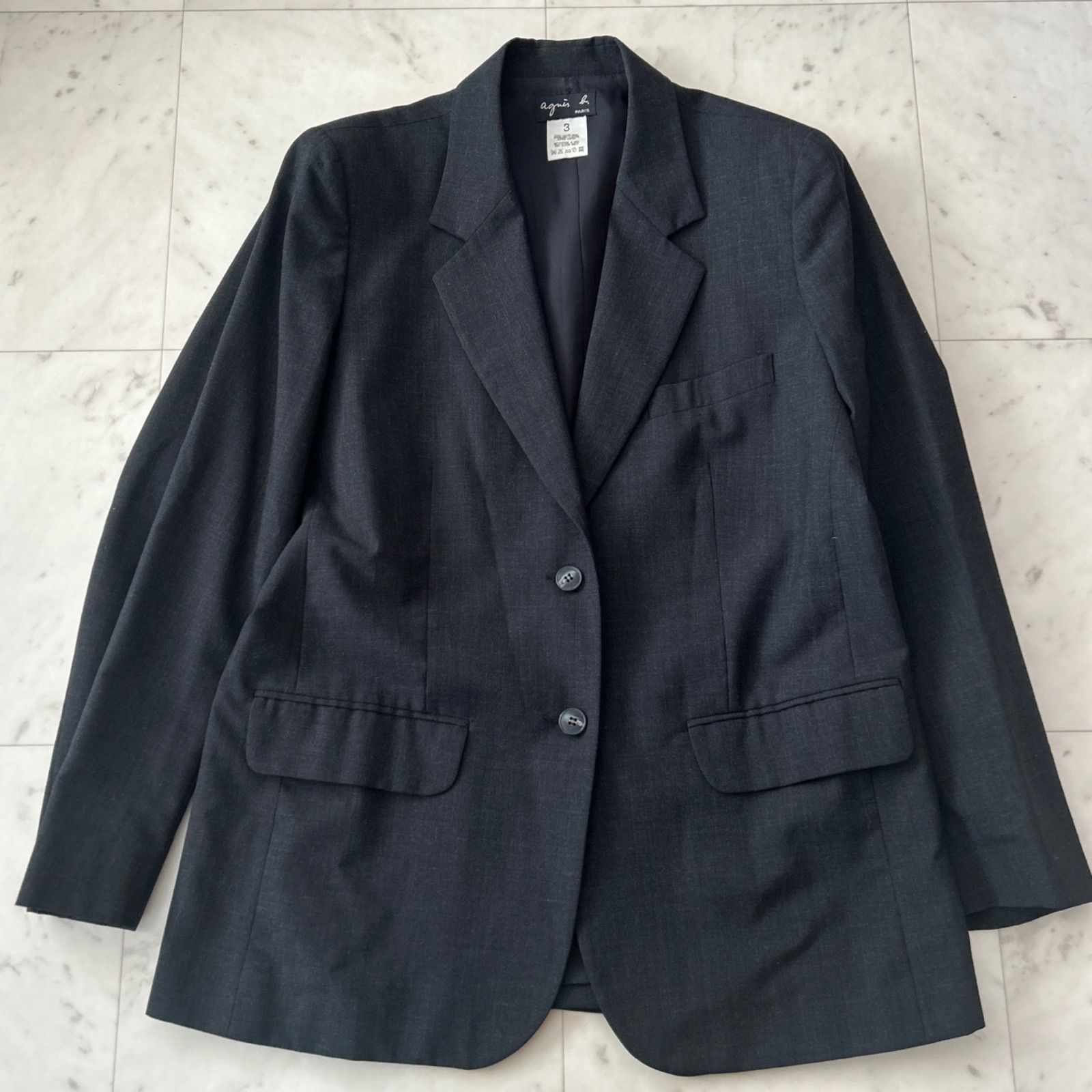 agnes b. アニエスベー セットアップスーツ ダークグレー 40 Lサイズ パンツスーツ