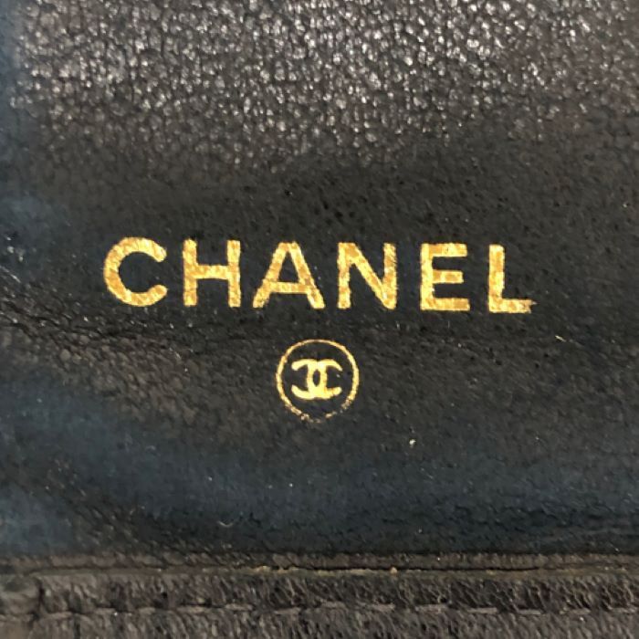 シャネル CHANEL ビコローレ キャビアスキン がま口 長財布 ブラック