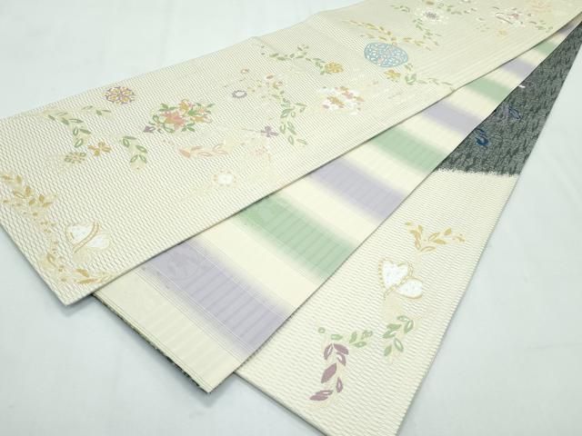 平和屋着物□極上 両方向 両面 全通柄袋帯 オリエント花紋 唐草模様