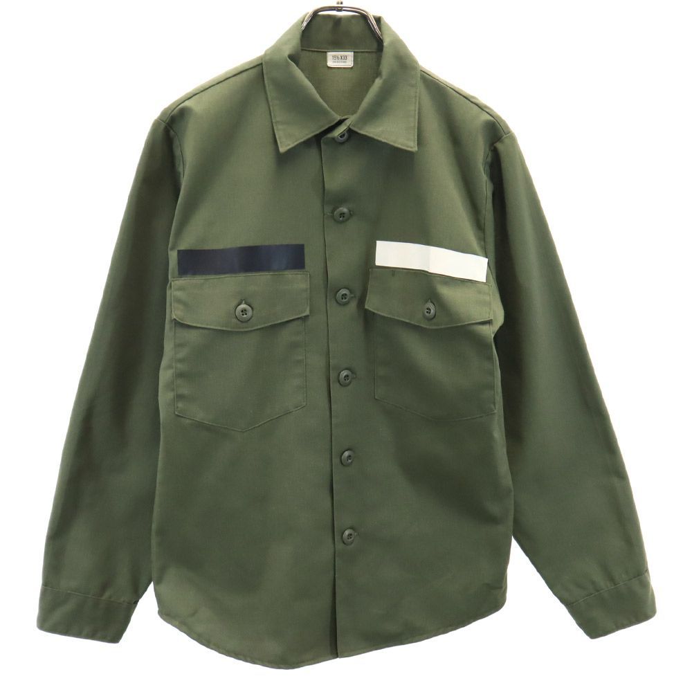 アメリカ軍 ユーティリティシャツ 長袖 ミリタリーシャツ 15 1/2×33 グリーン US ARMY メンズ 古着 【240208】