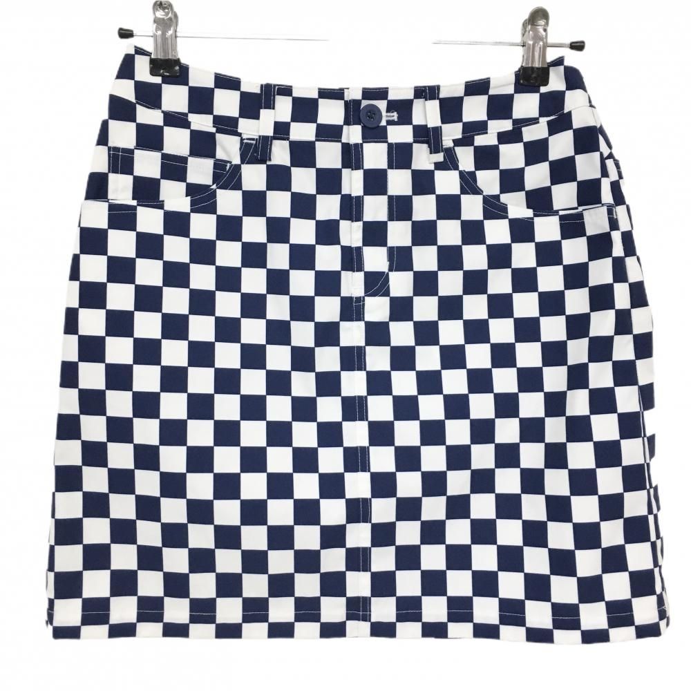 ビームスゴルフ スカート ネイビー×白 ブロックチェック レディース M