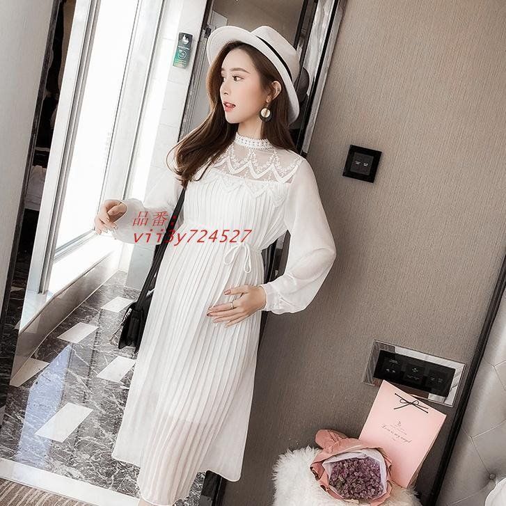 マタニティ マタニティウェア ワンピース 送料無料マタニティワンピース 授乳服 ロング 長袖 クルー Vネック スリット 秋 春 送料無料マタニティ 授乳 カットソー ワンピース（マタニティウェア・授乳服