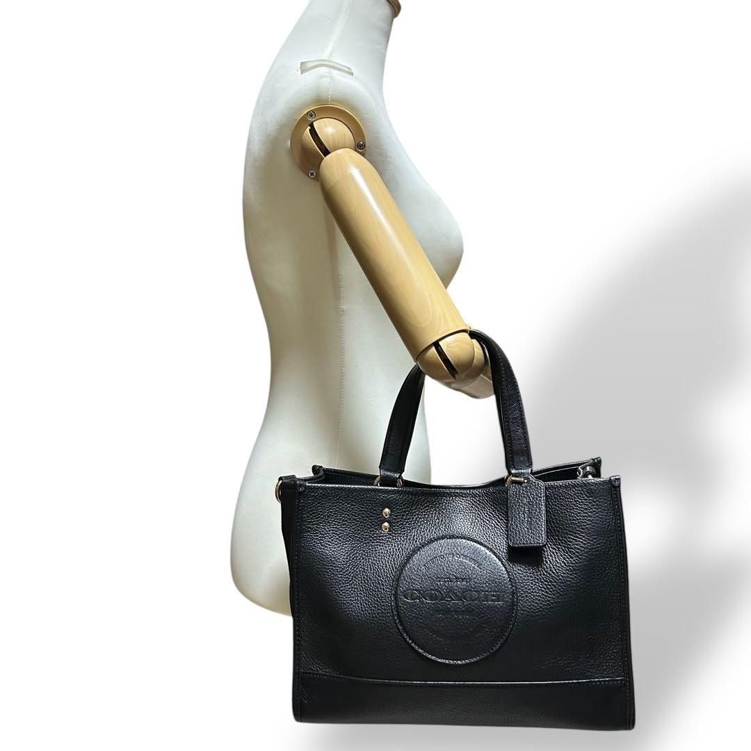 良品 613 コーチ ハンドバッグ 2way デンプシー キャリーオール シボ革