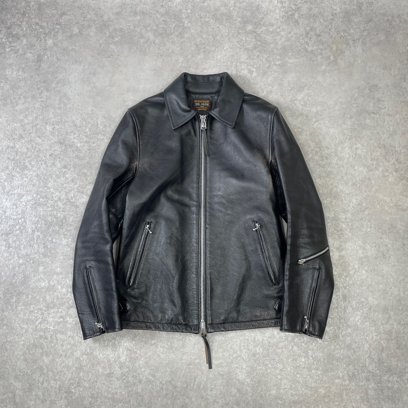 MR.OLIVE カウレザージャケット シングルレザージャケット 牛革 