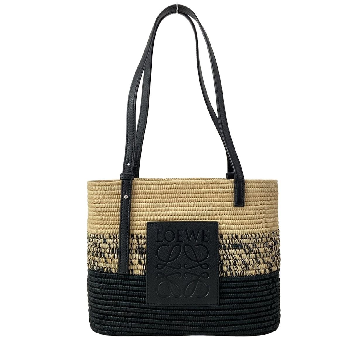 LOEWE ロエベ ベージュ スクエアバスケット トートバッグ かご