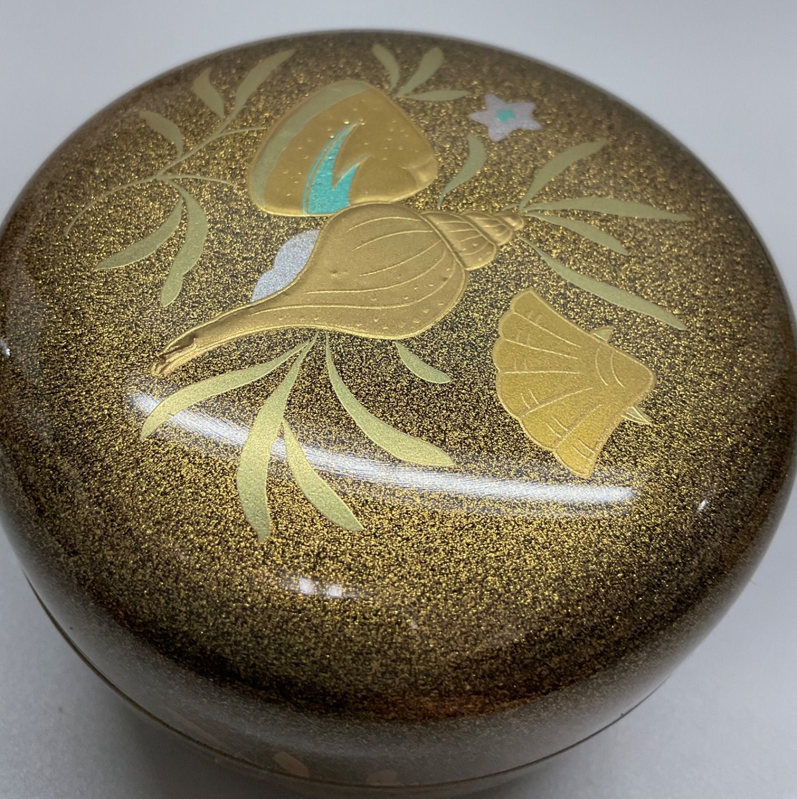 東雲梨子地平棗海絵貝蒔絵 S13 平棗 棗 海松貝蒔絵 蒔絵 梨子地 東雲 茶道具 重さ 71.1g