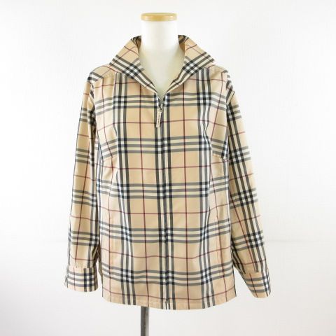 バーバリー ロンドン BURBERRY LONDON ジャケット 長袖 チェック ジップアップ ベージュ 13 *T256