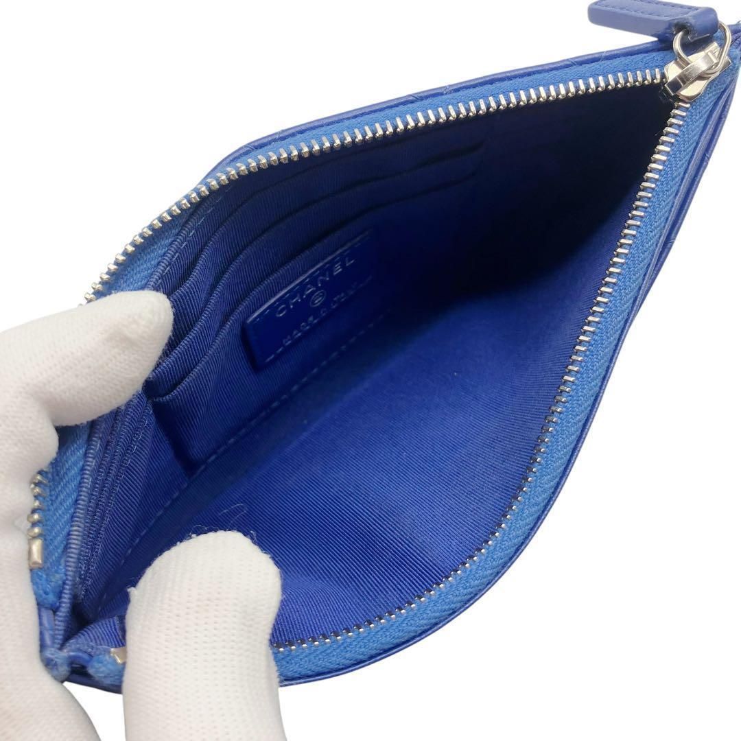 美品✨ シャネル ココマーク マトラッセ スリムウォレット ブルー 美品✨ シャネル ココマーク マトラッセ スリムウォレット ブルー