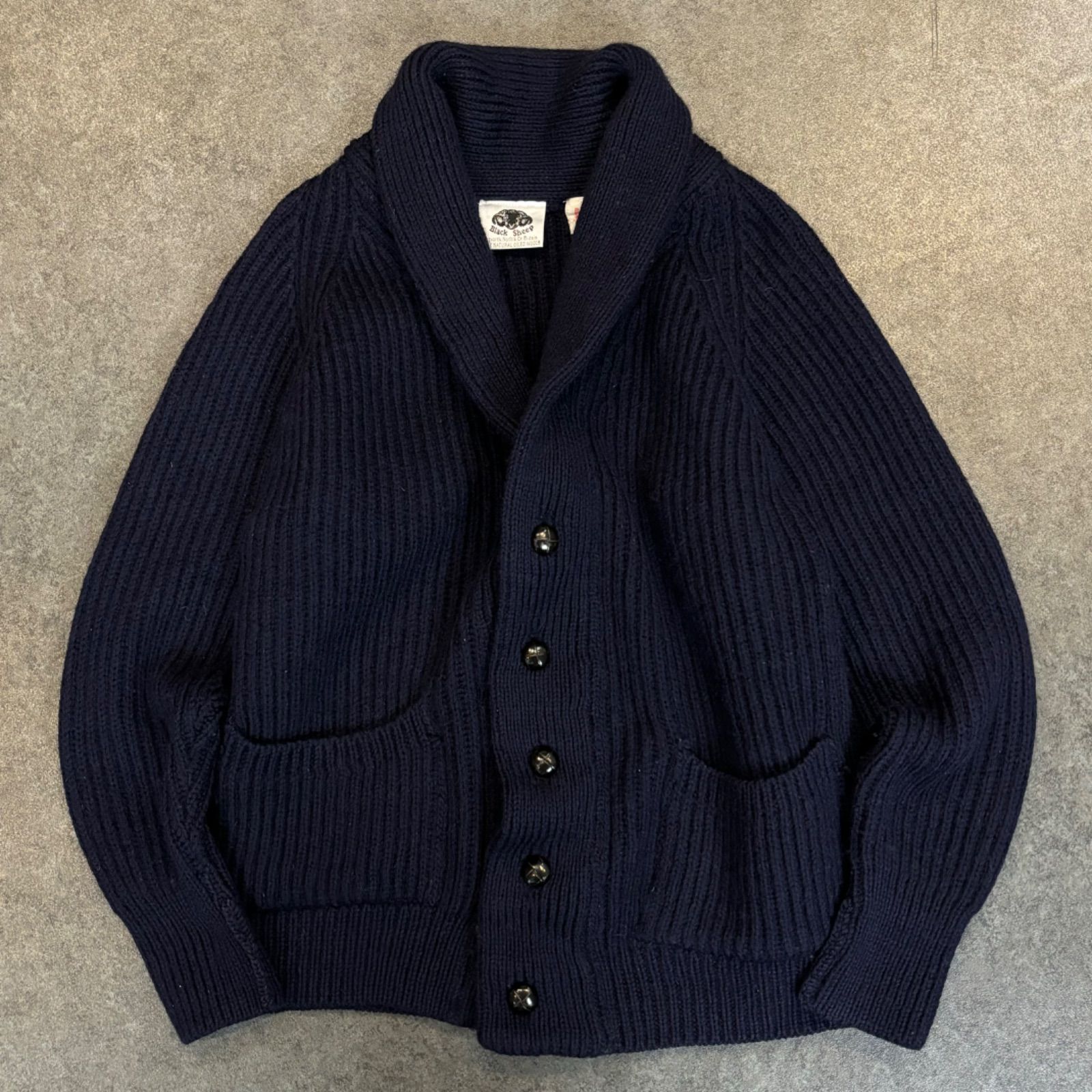英国製 BLACK SHEEP 100% Wool Cardigan ブラックシープ ハンドニット 