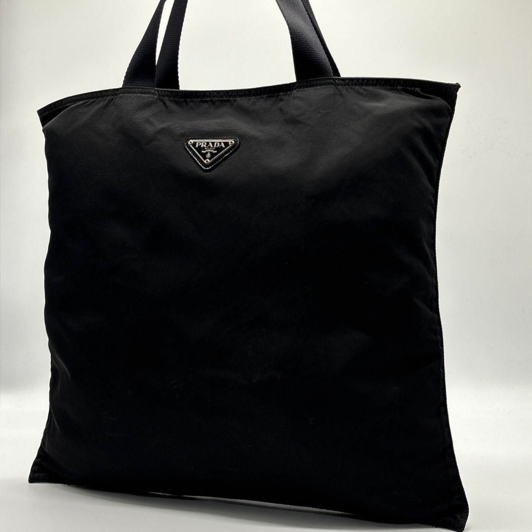 PRADA プラダ 三角ロゴ ナイロン ハンドバッグ ブラック 白タグ有 PRADA プラダ ナイロン セカンドバック 三角ロゴプレート
