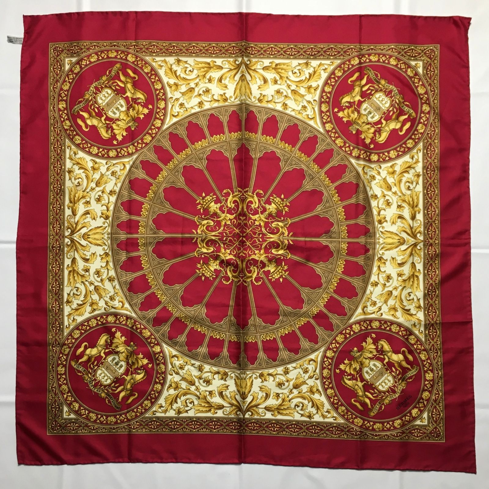 2507-197｜エルメス カレ 90 スカーフ ボルドー タグあり HERMES