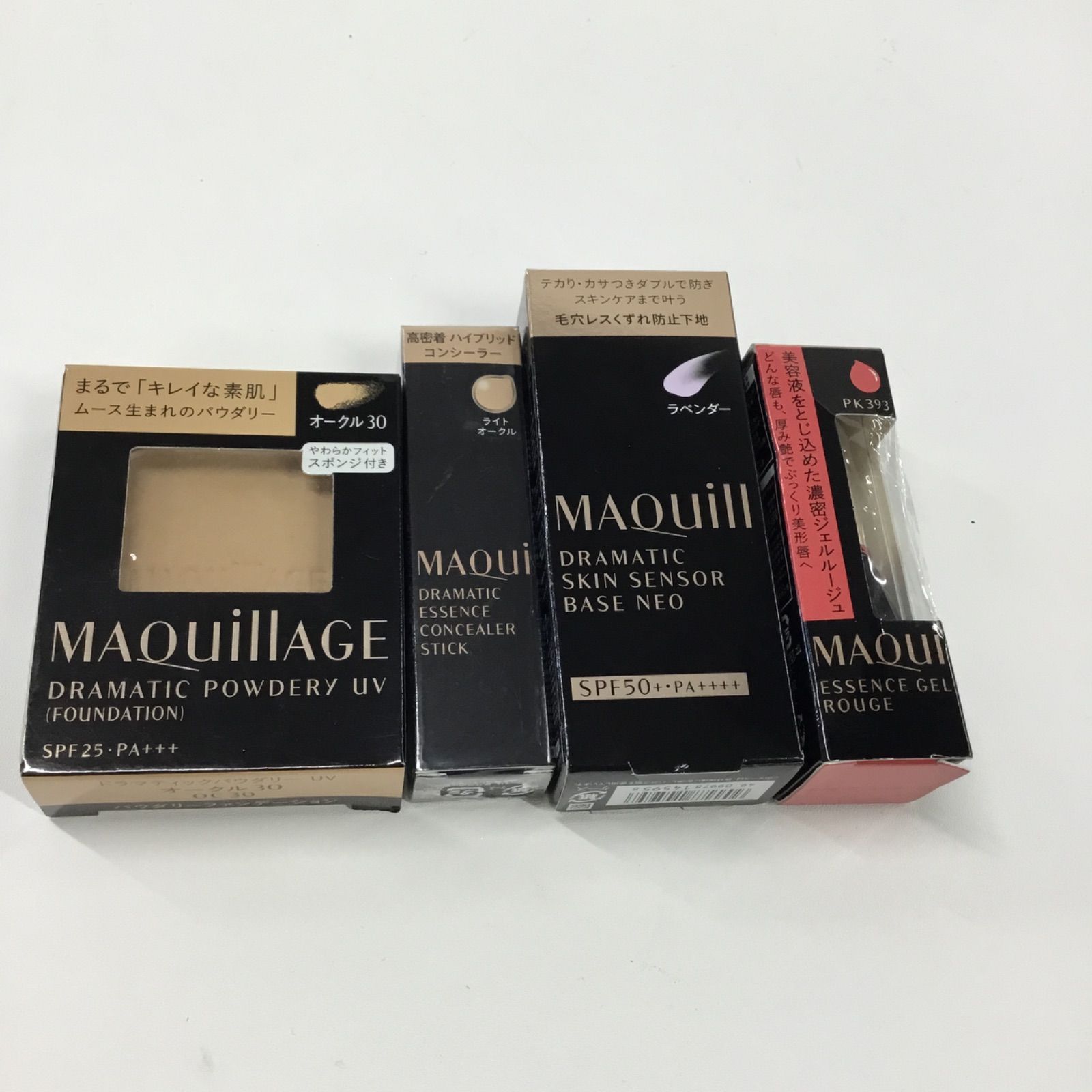 Y1350 K MAQUILLAGE ドラマティックパウダリー オークル30 ドラマティックエッセンスコンシーラー ライトオークル ドラマティック スキンセンサーベース NEO ラベンダー エッセンスジェルルージュ PK393 計4点セット