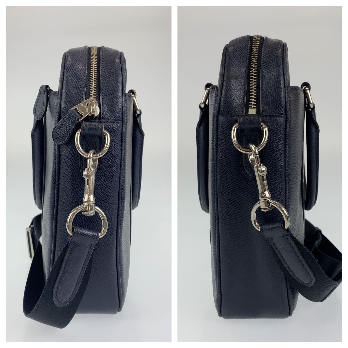 COACH コーチ ネイビー 紺 シルバー金具 PVC ビジネスバッグ ブリーフ