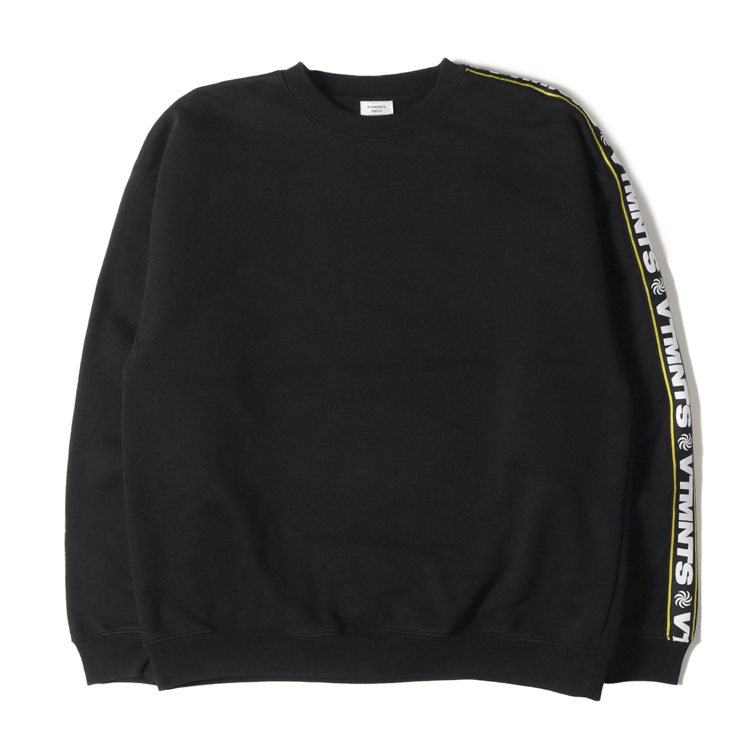 VETEMENTS ヴェトモン スウェット サイズ:M 20AW ロゴテープ デザイン オーバーサイズ スウェットシャツ Logo Tape  Sweatshirt ブラック 黒 トップス トレーナー【メンズ】 - メルカリ