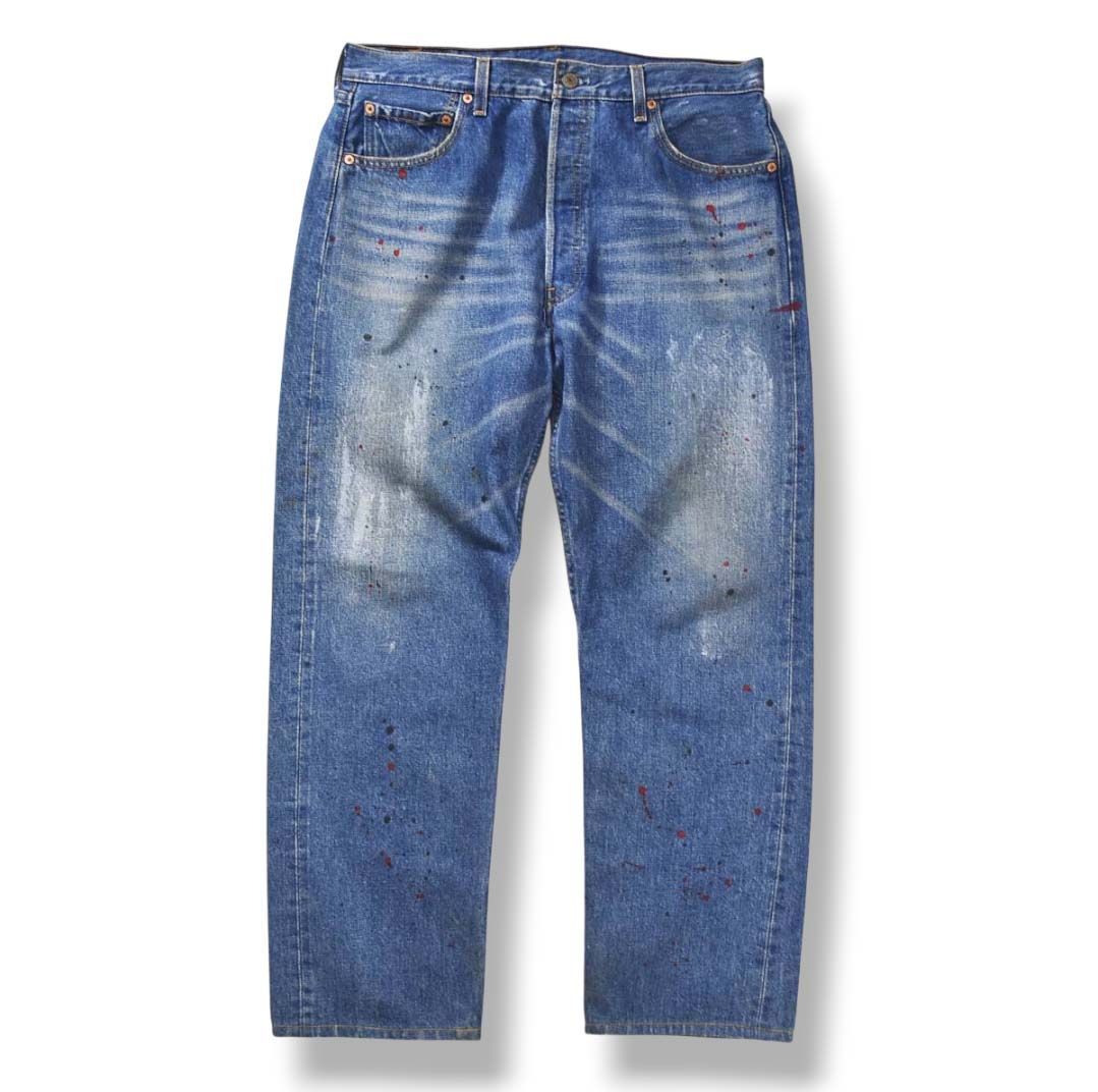 ペイント加工 00s リーバイス Levi s 501 リメイク レギュラー ストレート デニム ジーンズ パンツ ボタン裏553 W36 インディゴ メンズ WWW_SUPERTOOLSSHOP_NL