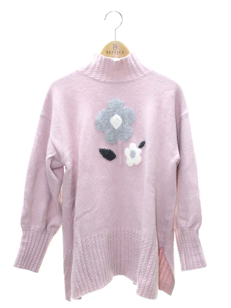 エムズグレイシー 218630 ニット 38 ピンク フラワーモチーフ エムズグレイシー 218630 ニット 38 ピンク フラワーモチーフ