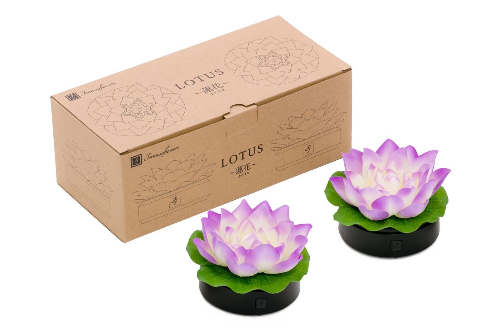 ゆらぎ紫 (一対) ゆらぎ点灯する造花.仏花 ロータス～蓮花 はすはな～ 虹色 (一対）