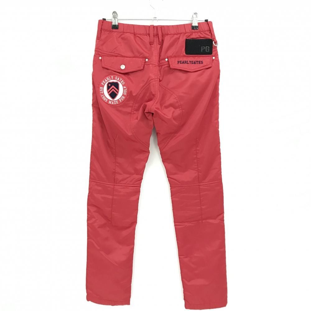 パーリーゲイツ 中綿パンツ レッド×ネイビー ロゴワッペン ウエストゴム レディース 1 M ゴルフウェア PEARLY GATES