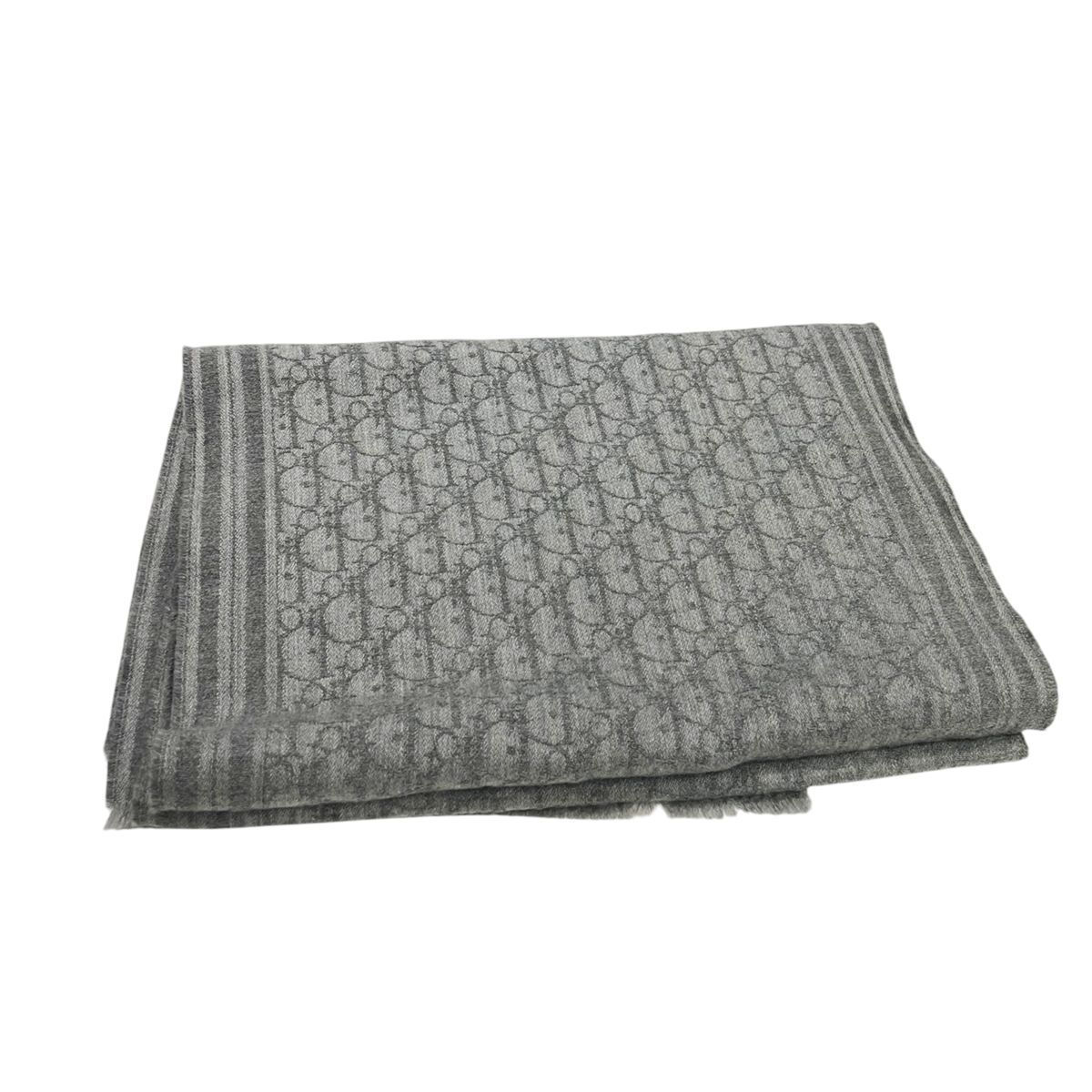 Christian Dior マフラー グレー Christian Dior（クリスチャン・ディオール） 【中古】 オブリーク 総