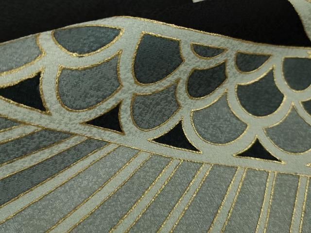 平和屋着物□極上 螺鈿工芸作家 佐野正喜 訪問着 羽文 黒地 金彩 逸品