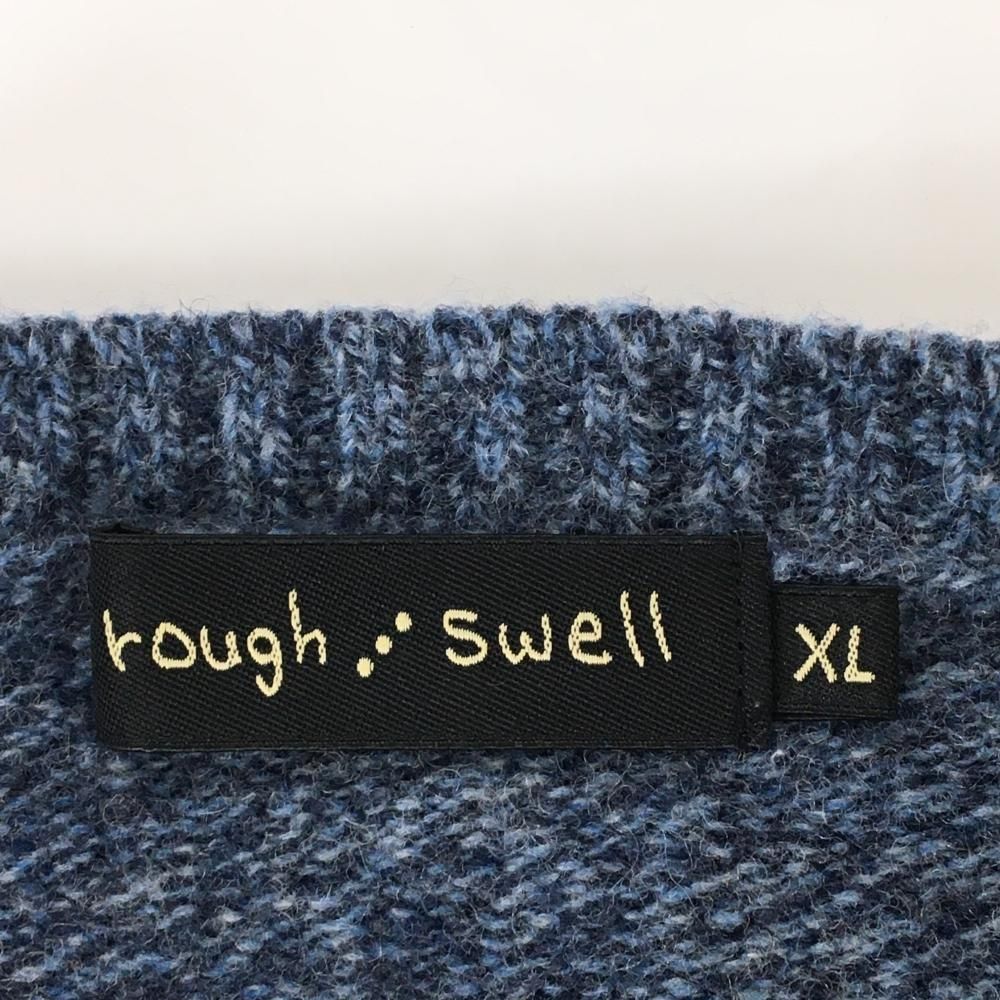超美品】ラフアンドスウェル セーター 杢ネイビー フロントロゴ ウール  
