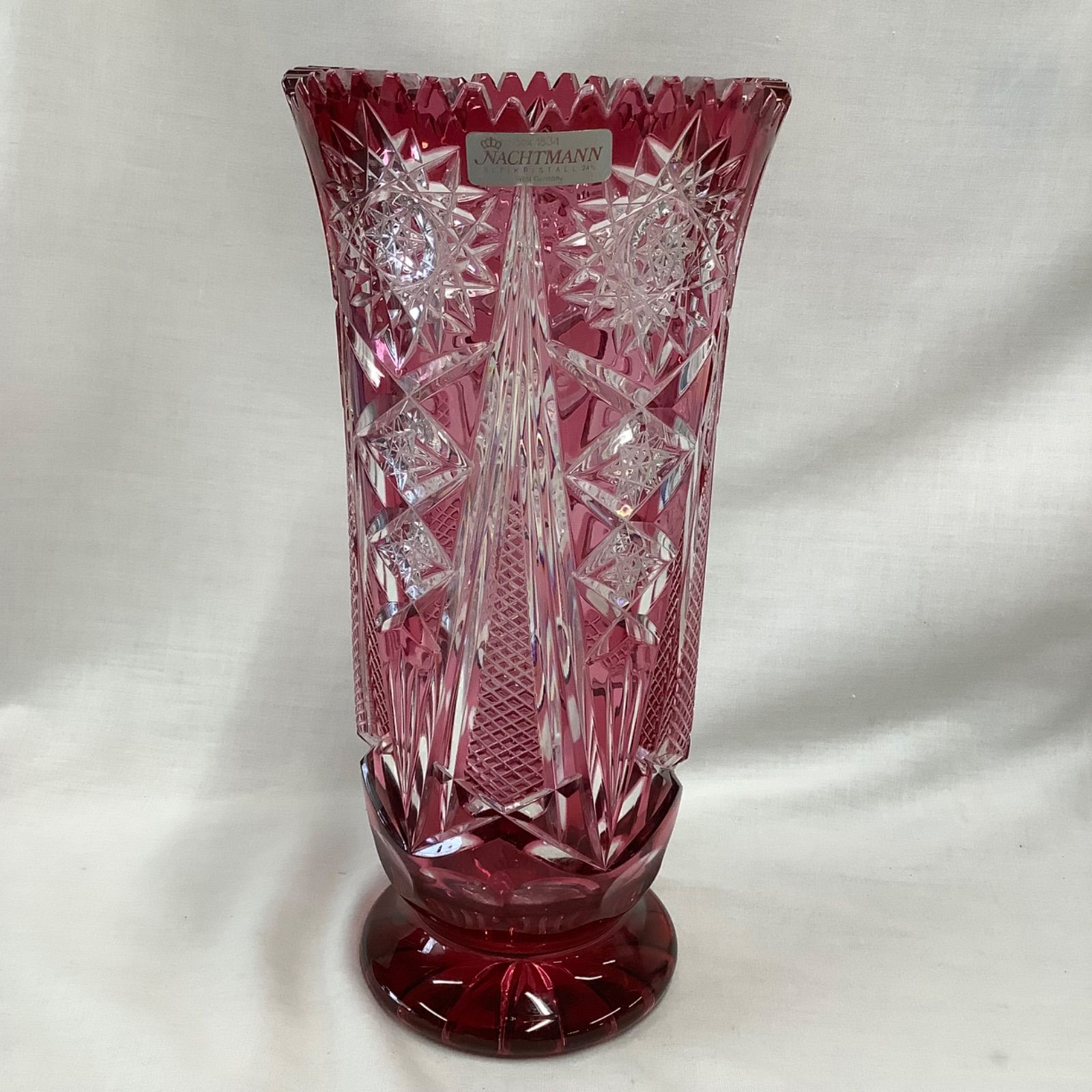 NACHTMANN ナハトマン 切子 花瓶 フラワーベース 赤色 高さ30㎝ C703