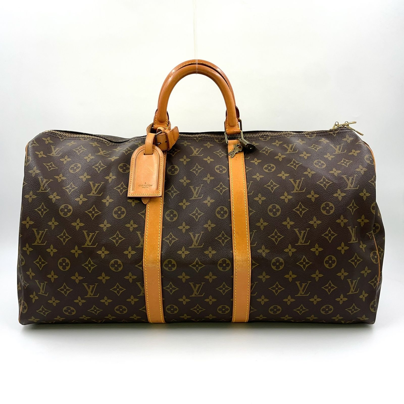 LOUIS VUITTON キーポル55 モノグラム モノグラム レザー×PVC ブラウン ボストンバッグ ゴールド M41424