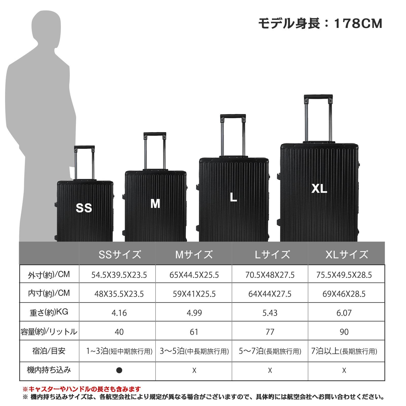 TSAロック ダブルキャスター 機内持込み YKKファスナー 大容量 アルミフレーム 軽量 大型 キャリーケース 耐衝撃 スーツケース 旅行 出張 タビトラ ブラックL
