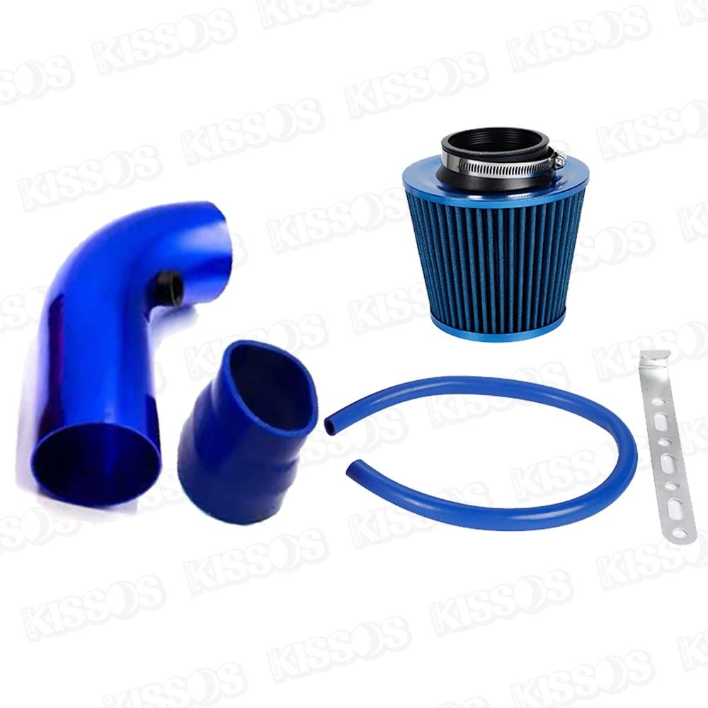インテークパイプ エアクリーナー エアインテークパイプ アルミ製 キノコ 76mm 自動車用 吸気管 汎用品 社外品 (ブルー) [ブルー]