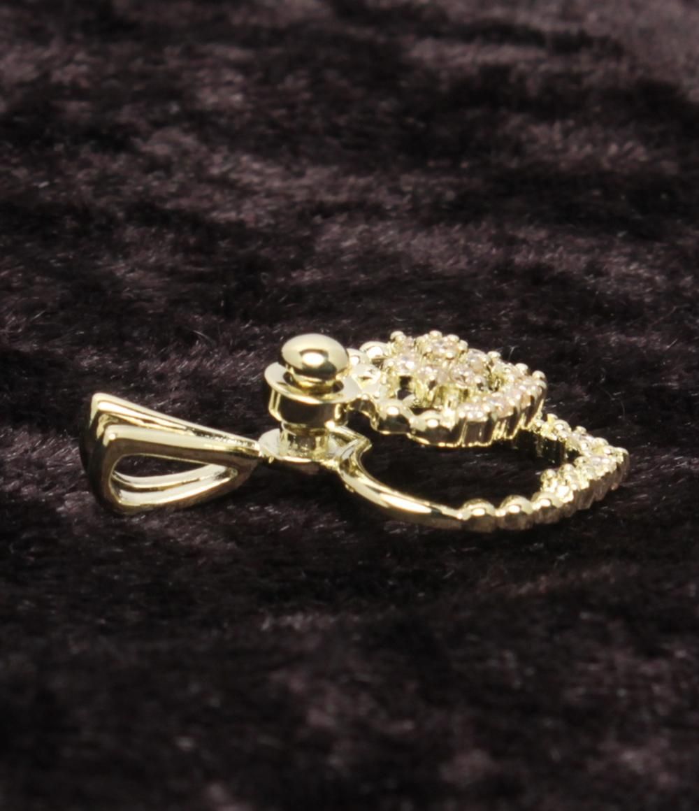 美品 ペンダントトップ K14 ダイヤ 0.15ct ハートモチーフ レディース  