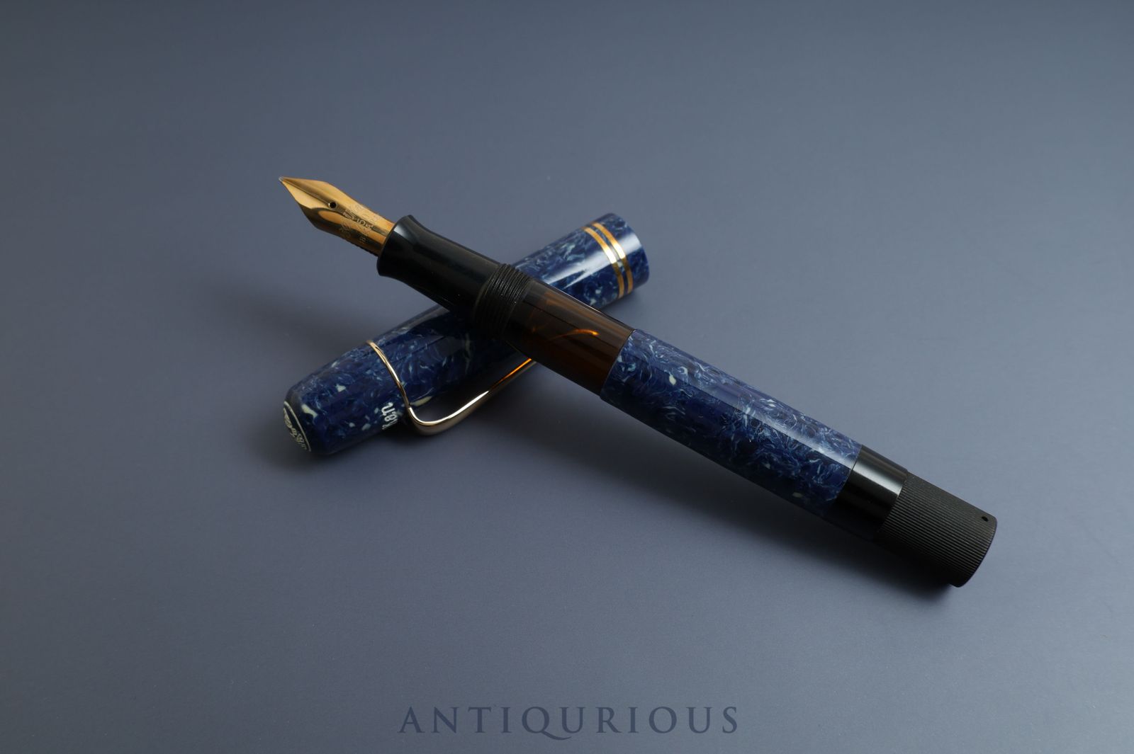 Waterman 万年筆 ブルー チェック柄 18K 750
