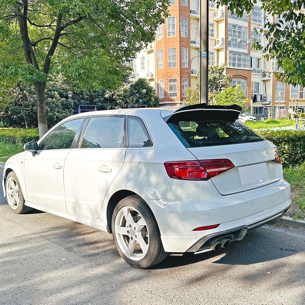 アウディ A3 8V Sline 2014–2020年モデル ハッチバック型 刀锋型リアウィング トップウィング エアロパーツ ABS製 ピアノブラック - カーボン調仕上げ