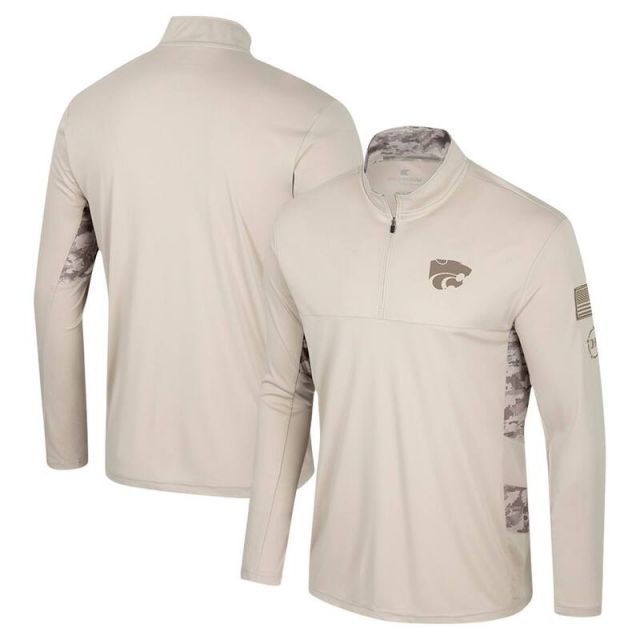 【送料無料】 コロシアム メンズ Tシャツ トップス Men's Colosseum Natural Kansas State Wildcats OHT Military Appreciation Quarter-Zip Jacket Kst Beige