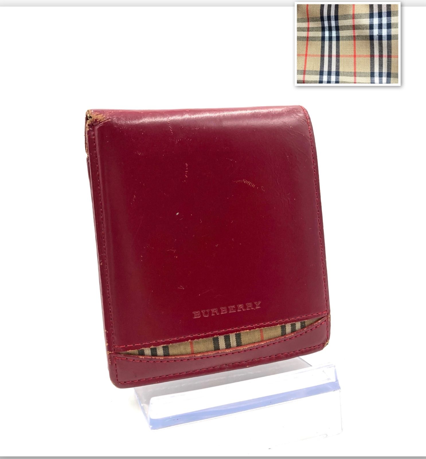⭐️未使用⭐️　バーバリー　ノバチェック　二つ折り財布　レザー　ブラウン バーバリー BURBERRY 二つ折り財布 ブラウン×ノバチェック