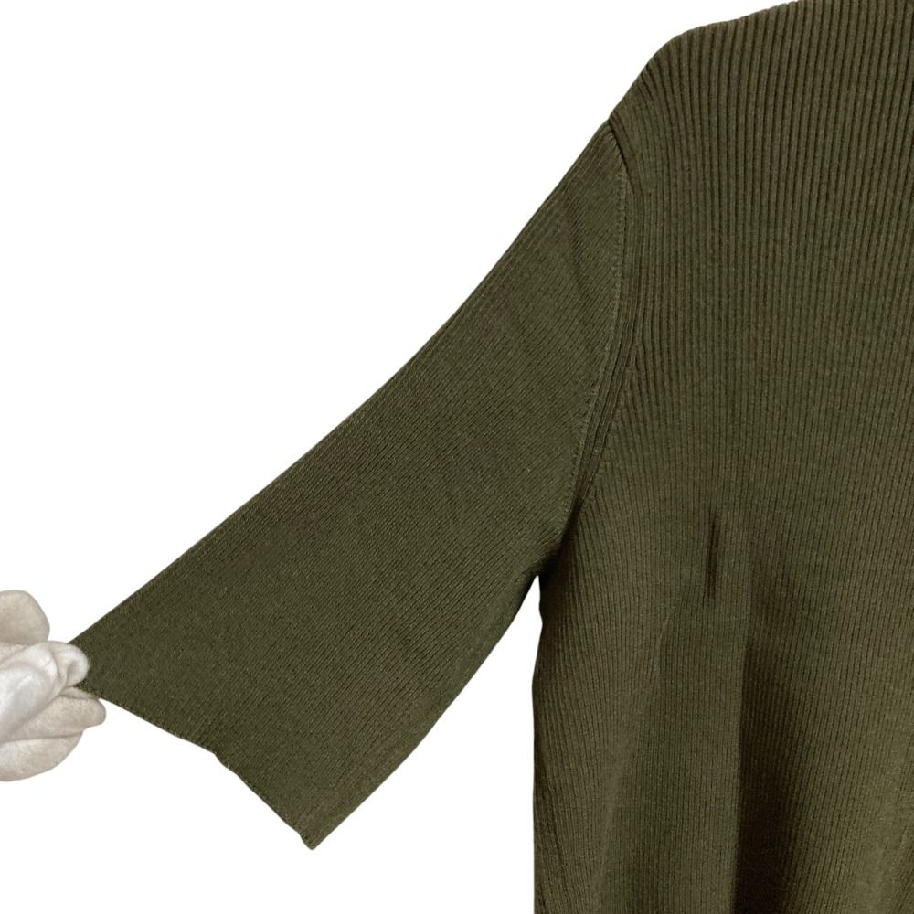  FOXEY NEWYORK フォクシーニューヨーク 花より男子 Knit Assembly Top ニットカットソー 43836 サイズ42 カーキ レディース 古着 五分袖 七分袖 ニット セーター