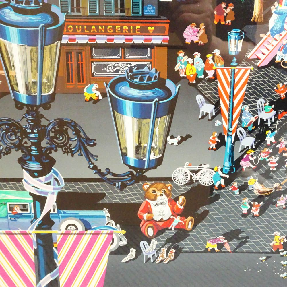 幅広い用途に使える 栄 ヒロ ヤマガタ ワンスアポンアタイム 街の風景画 シルクスクリーン 版画 絵画 etc