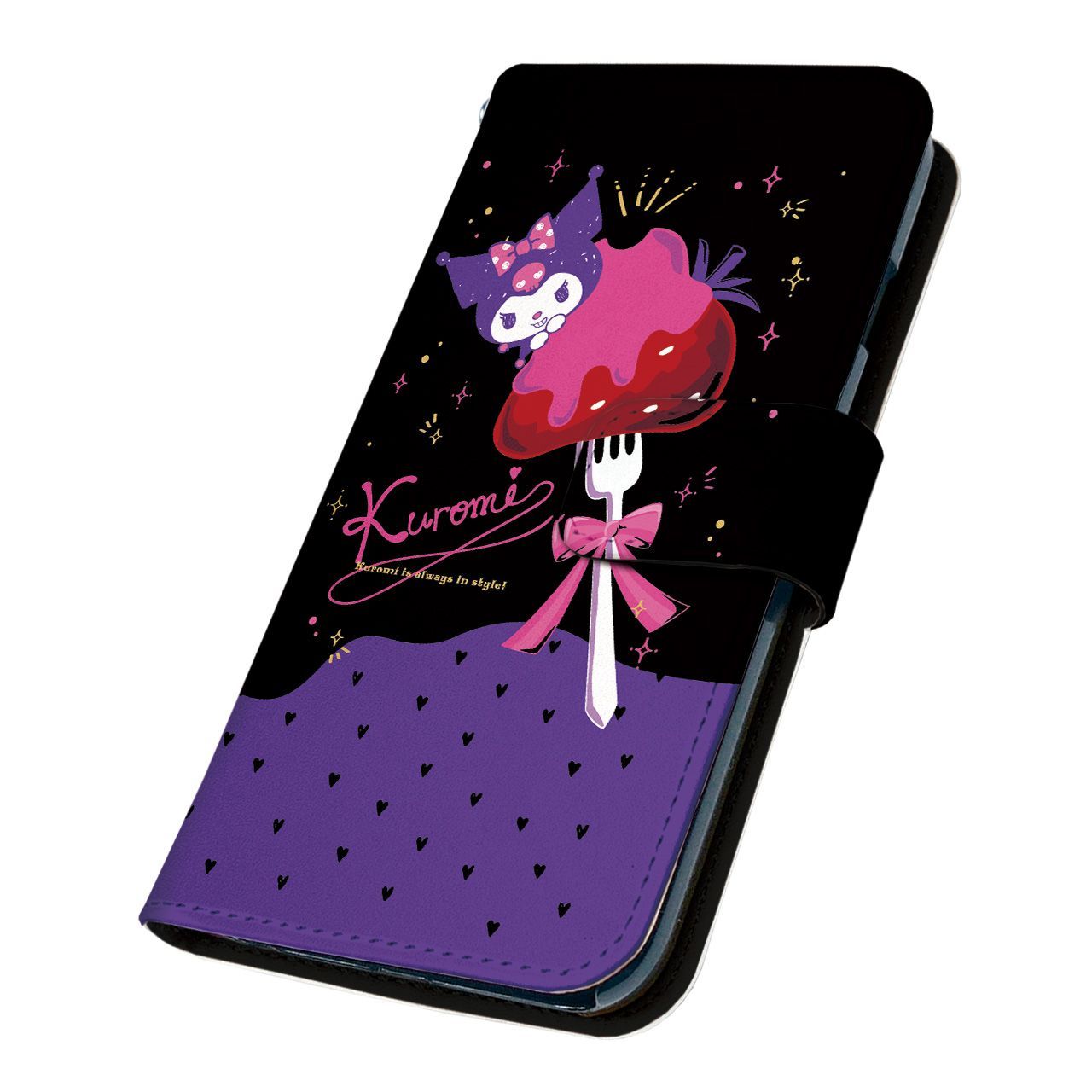 サンリオ 正規品 クロミ AQUOS wish4 SH-52E ケース 手帳型 スマホケース [デザイン:11.クロミイチゴ/マグネットハンドあり] SANRIO