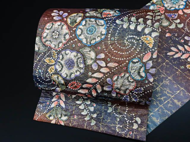 正絹　お太鼓袋帯【辻ヶ花】No2861 正絹 お太鼓袋帯【辻ヶ花】No2861 花美人高級着物□六通太鼓柄