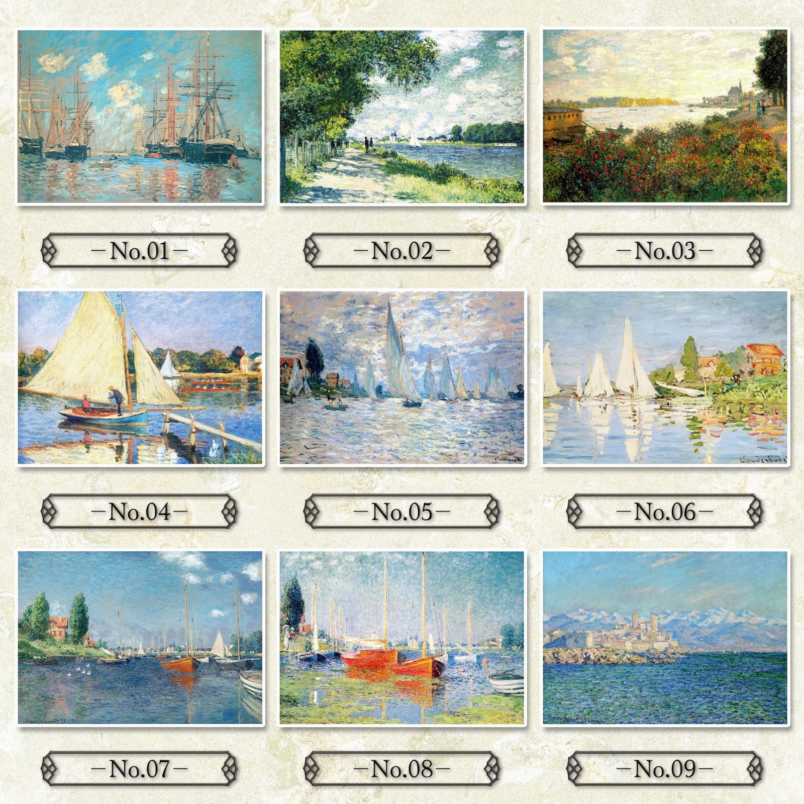 全50種類】クロード・モネ『海・川・船の風景画』複製画《額入り